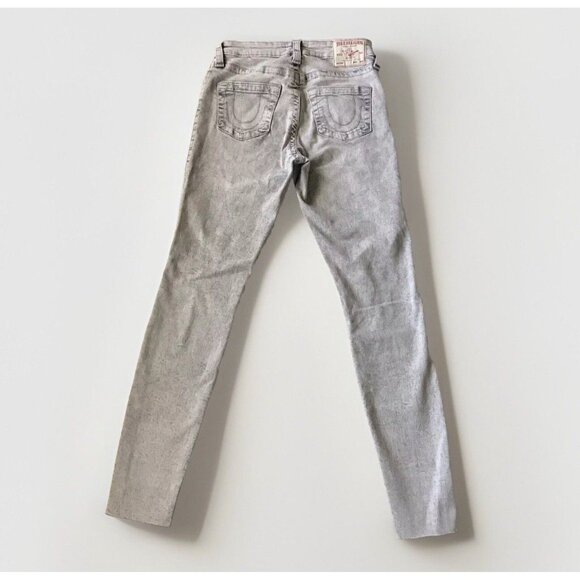 True Religion Jennie Curvy Mid Rise Super Skinny Raw Hem Size 29 Light‎ Gray - Picture 2 of 10